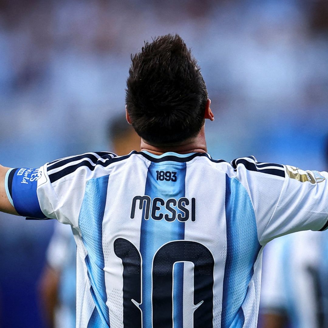 Lionel Messi durante un partido con la selección de Argentina